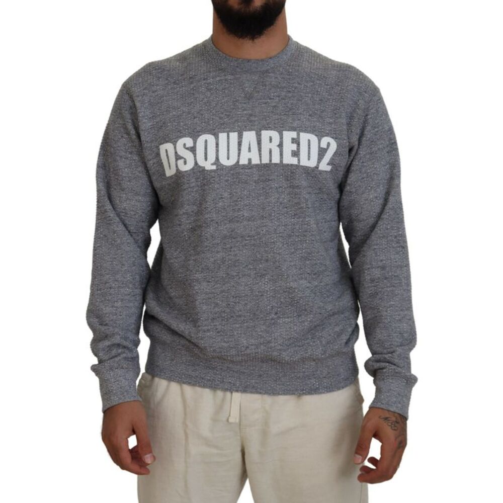 Dsquared² Gray Crystal Embellishment Men Pullover Men's Sweater